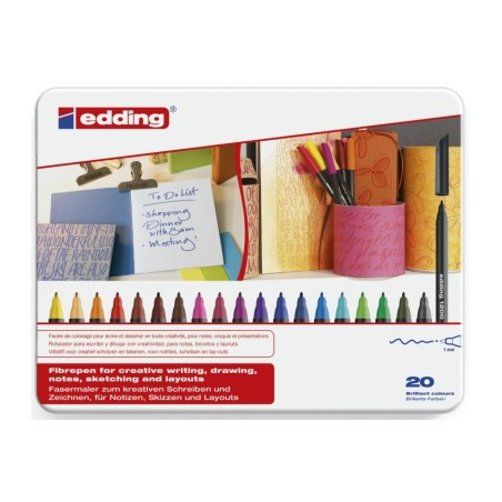 ESTUCHE 20 ROTULADORES PUNTA FINA 1200 SURTIDOS 0.5-1MM EDDING 1200-20-S