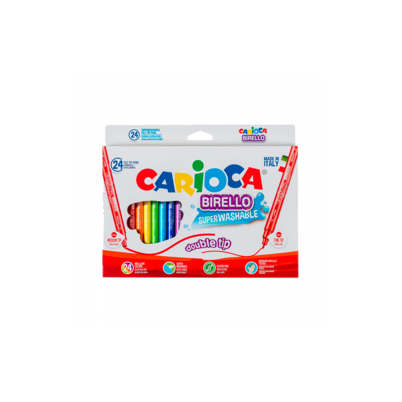 CAJA 24 ROTULADORES COLORES DOBLE PUNTA BIRELLO CARIOCA 41521