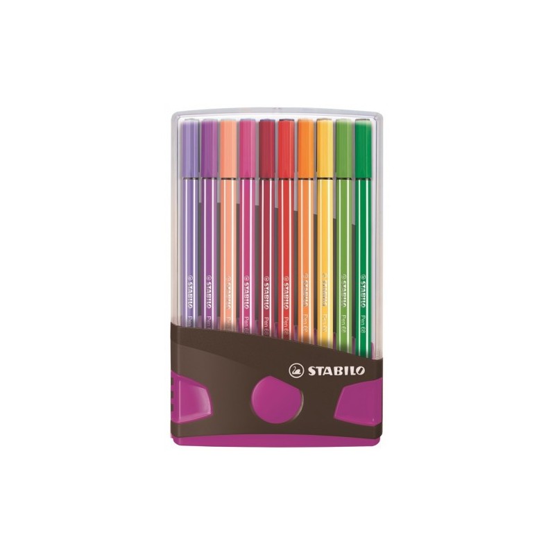 CAJA 20 ROTULADORES PEN 68 COLORPARADE PUNTA 1 MM ANTRACITA/ROSA STABILO 6820-04-03