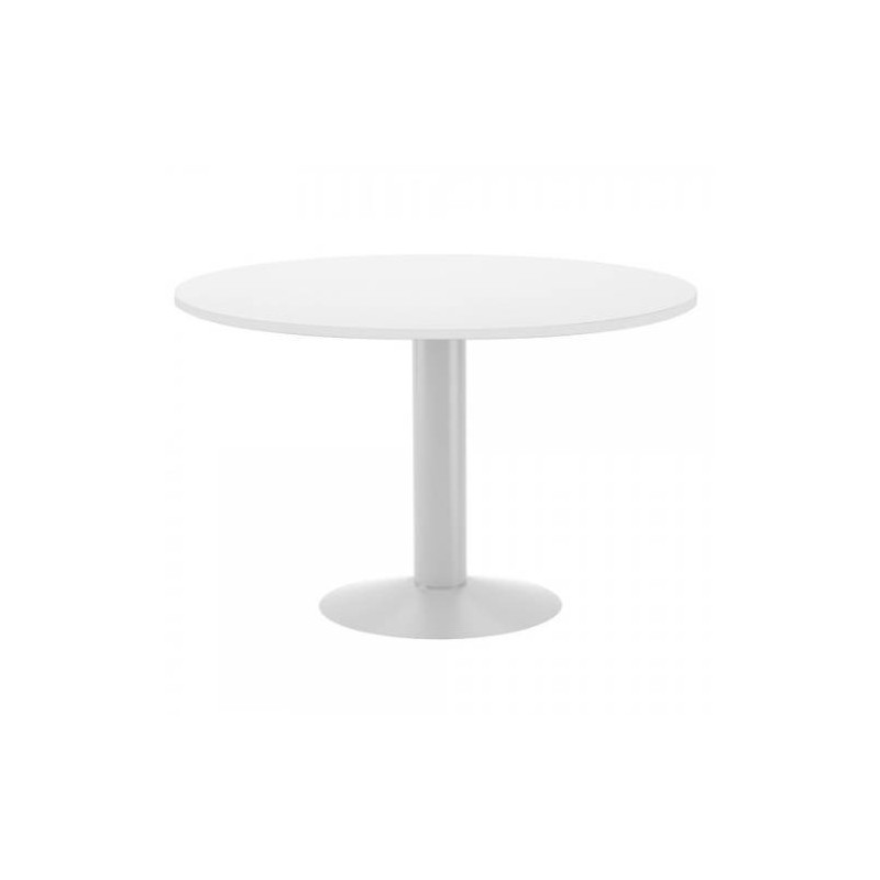 MESA DE REUNIONES REDONDA 120CM DE DIAMETRO. ALTURA 72CM. COLOR: PATA METALICA BLANCA / TABLERO BLANCO ROCADA 3006ATW04