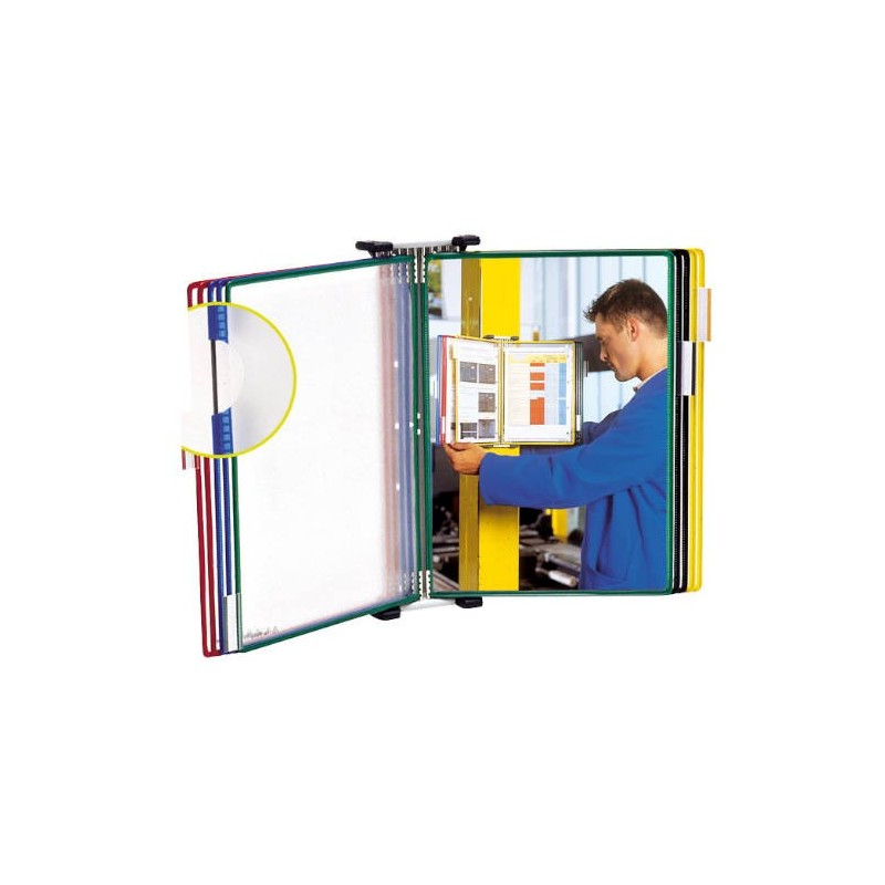 EXPOSITOR DE PARED PARA CATÁLOGOS CON 10 FUNDAS A4 COLOR SURTIDO TARIFOLD 414109