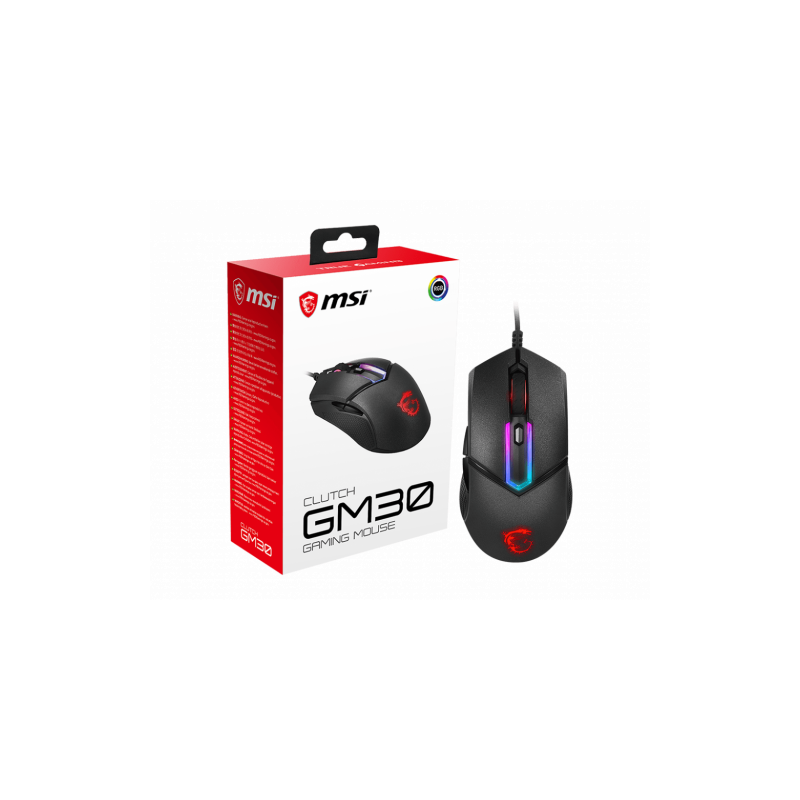MSI Clutch GM30 ratón mano derecha USB tipo A Óptico 6200 DPI