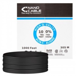 Nanocable 10.20.0504-EXT-BK cable de red 305 m Cat6 U/UTP (UTP) Negro