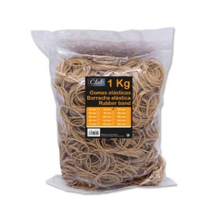 BOLSA 1 KG. GOMAS ELASTICAS Nº 80 DE 8 CM. LARGO OFFICE CLUB 300829