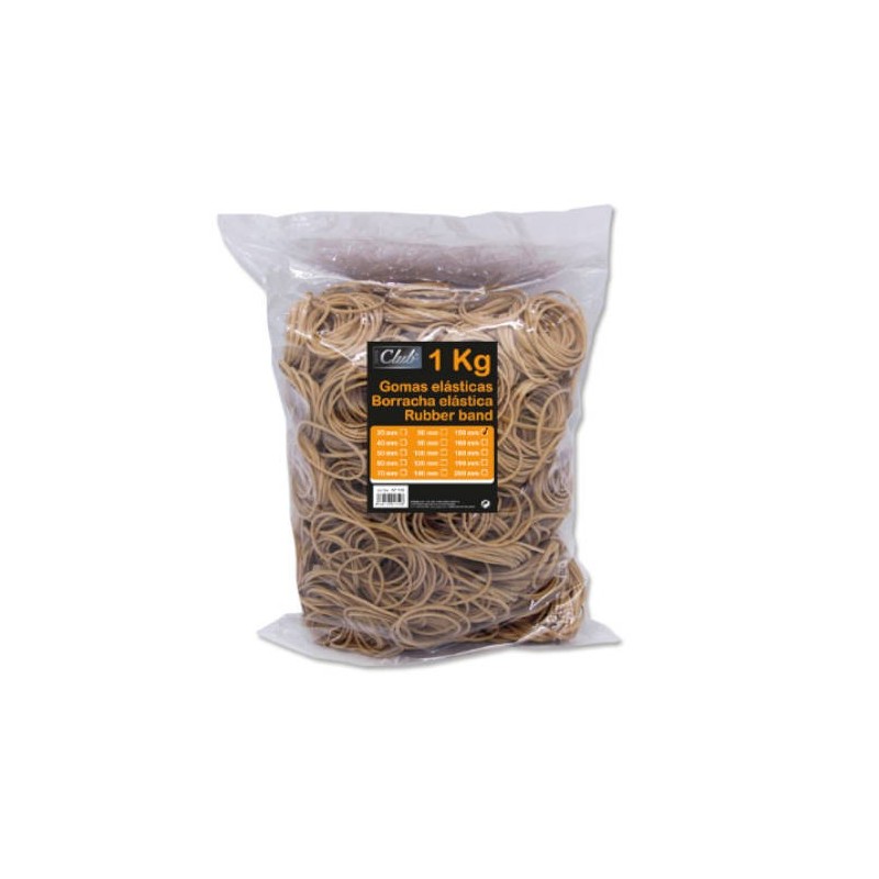BOLSA 1 KG. GOMAS ELASTICAS Nº 150 DE 15 CM. LARGO OFFICE CLUB 301759