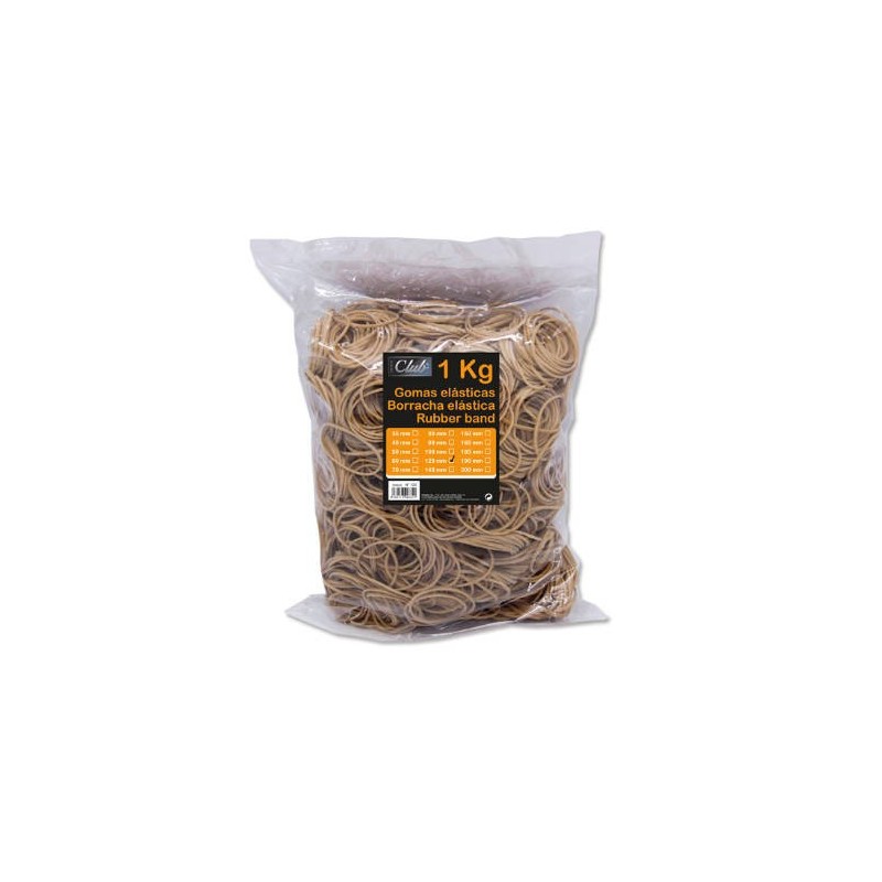 BOLSA 1 KG. GOMAS ELASTICAS Nº 120 DE 12 CM. LARGO OFFICE CLUB 300832