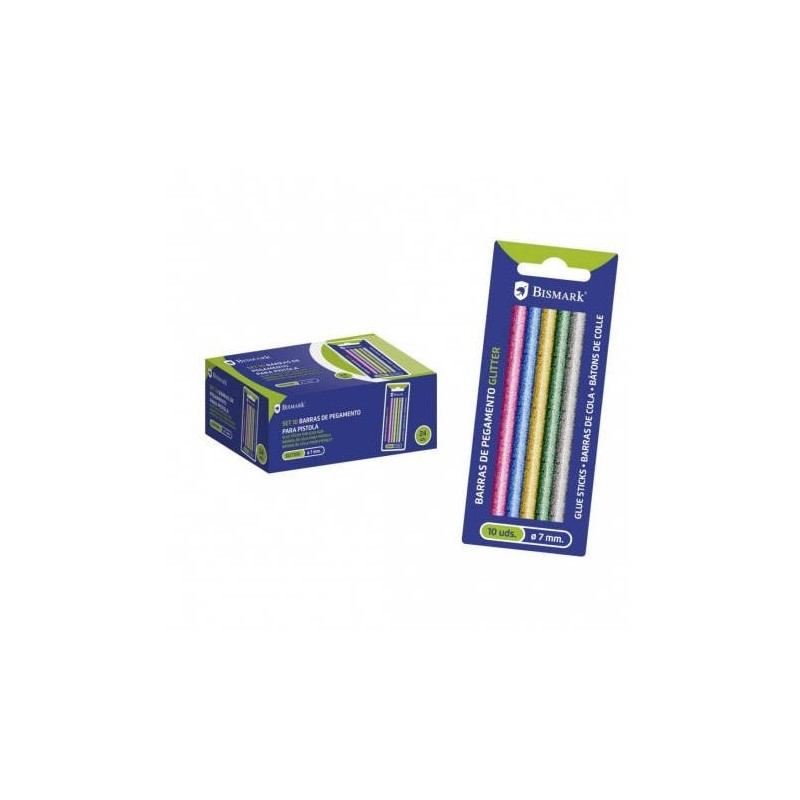 BLISTER 10 BARRAS DE PEGAMENTO SILICONA GLITTER 7,2 X 100 MM. BISMARK 327111