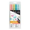 ESTUCHE 6 ROTULADORES DOBLE PUNTA PINCEL COLORES CANDY TOMBOW ABT-6P-4