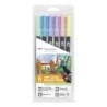 ESTUCHE 6 ROTULADORES DOBLE PUNTA PINCEL COLORES PASTEL TOMBOW ABT-6P-2