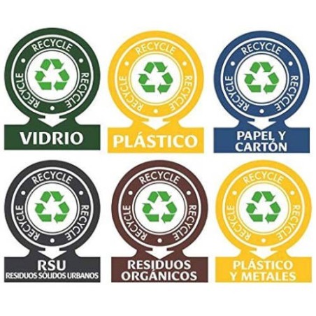 KIT 6 ETIQUETAS PARA BASURA SURTÍS OFFICE, 141X110MM TICO KIT-OF6-ES