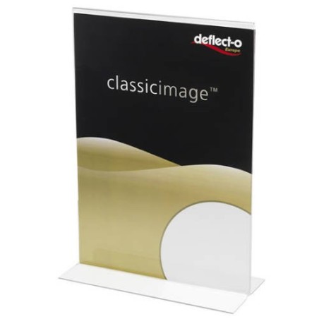 EXPOSITOR DE SOBREMESA EN FORMA T A 2 CARAS POLIESTIRENO A4 VERTICAL DEFLECTO 47801