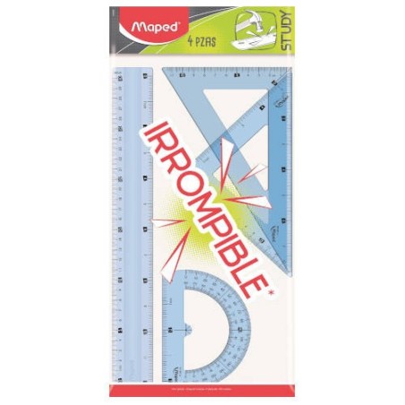 KIT DE 4 PIEZAS DE TRAZADO REGLA/CARTABON/ESCUADRA Y TRANSPORTADOR MAPED 981706