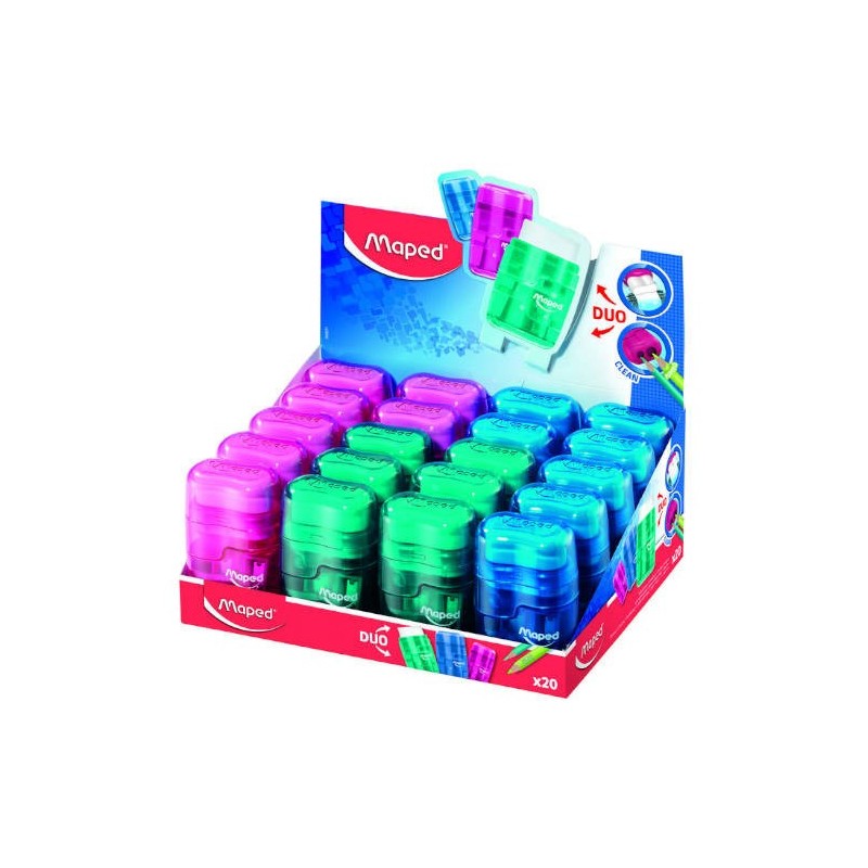 EXPOSITOR 20 UNIDADES AFILALAPIZ-BORRADOR CONNECT DUO TRANSLUCIDOS MAPED 049211