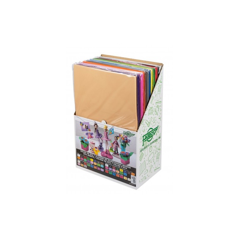 EXPOSITOR 120 LAMINAS GOMA EVA 40X60 CM. 12 COLORES SURTIDOS FAIBO 1655-120