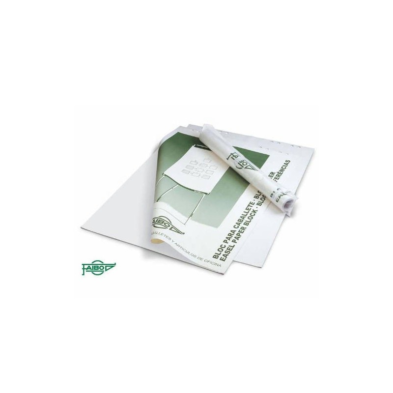 BLOC PAPEL PARA PIZARRA CABALLETE EN LISO 25 HOJAS 70 GR. 90X65 CM. FAIBO BLC-25B