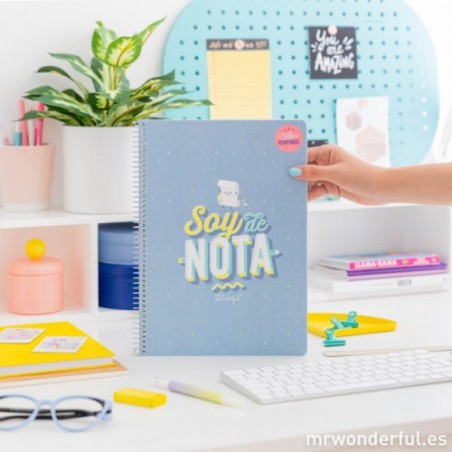 LIBRETA A4 TAPA DURA CON ESPIRAL "SOY DE NOTA.."MR. WONDERFUL WOA09700ES