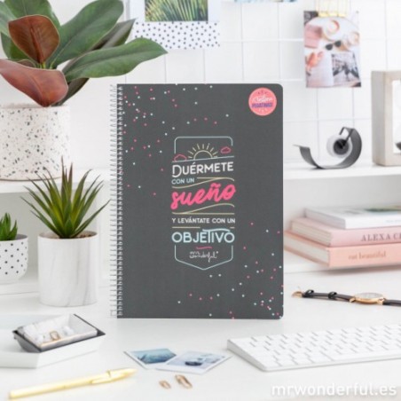 LIBRETA A4 TAPA DURA CON ESPIRAL "DUERMETE CON UN SUEÑO Y.."MR. WONDERFUL WOA09753ES