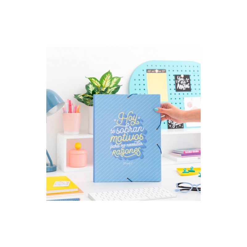 CARPETA CARTON SEPARADORA CON GOMA ELASTICA "HOY TE SOBRAN MOTIVOS PARA.. "MR.WONDERFUL WOA09755ES
