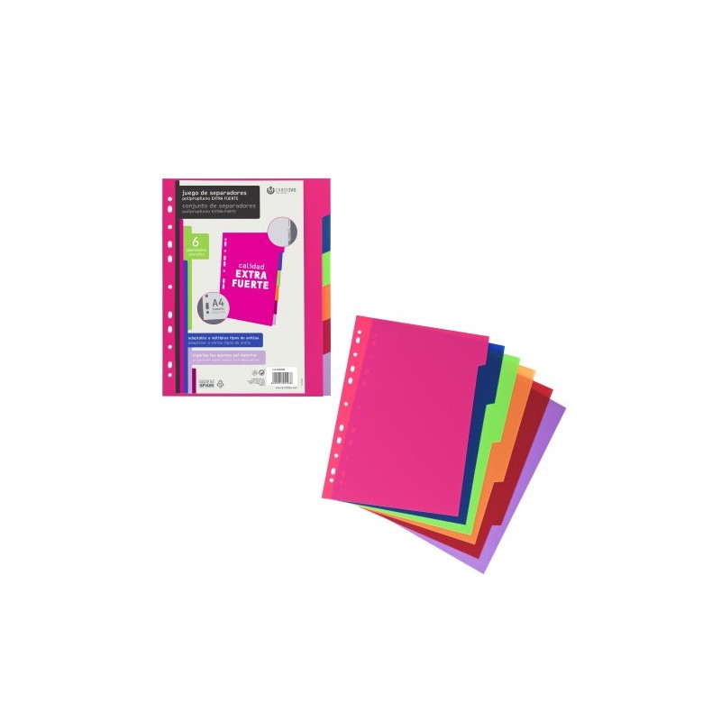 JUEGO SEPARADORES POLIPROPILENO EXTRA FUERTE 6 POSICIONES CARCHIVO 49050699