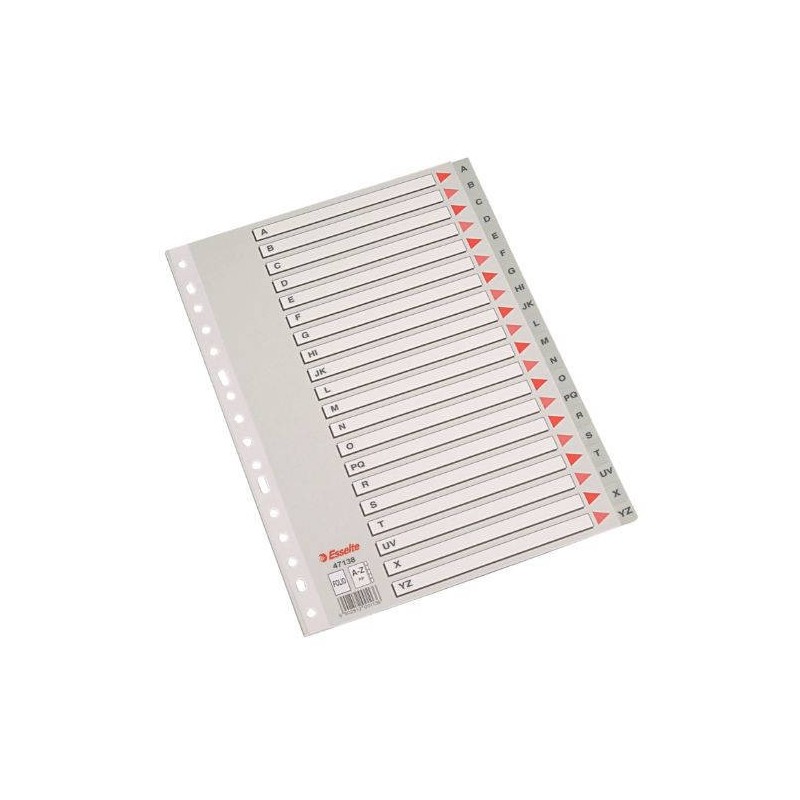 SEPARADOR ALFABETICO POLIPROPILENO MULTITALADRO A-Z FORMATO FOLIO COLOR GRIS ESSELTE 47138