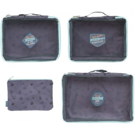 SET DE 3 ORGANIZADORES DE EQUIPAJE + NECESER - GREATEST ADVENTURE MR.WONDERFUL WOA10166EM