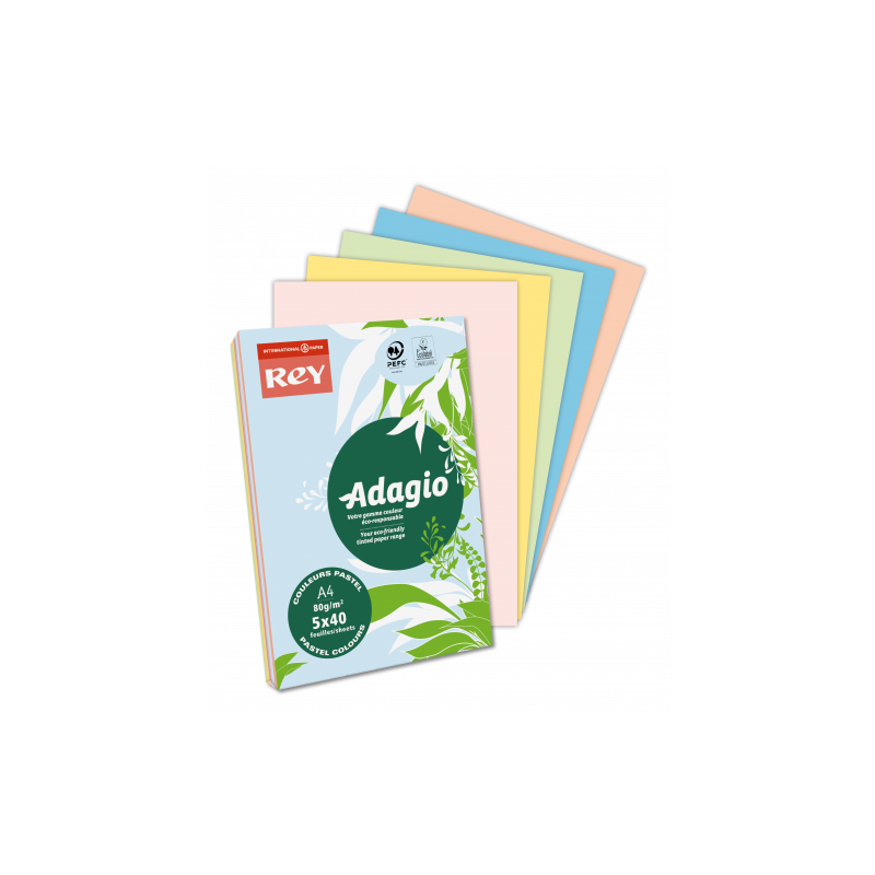 PAQUETE 500H PAPEL 80GR A4 VERDE HOJA PALIDO ADAGIO 156228