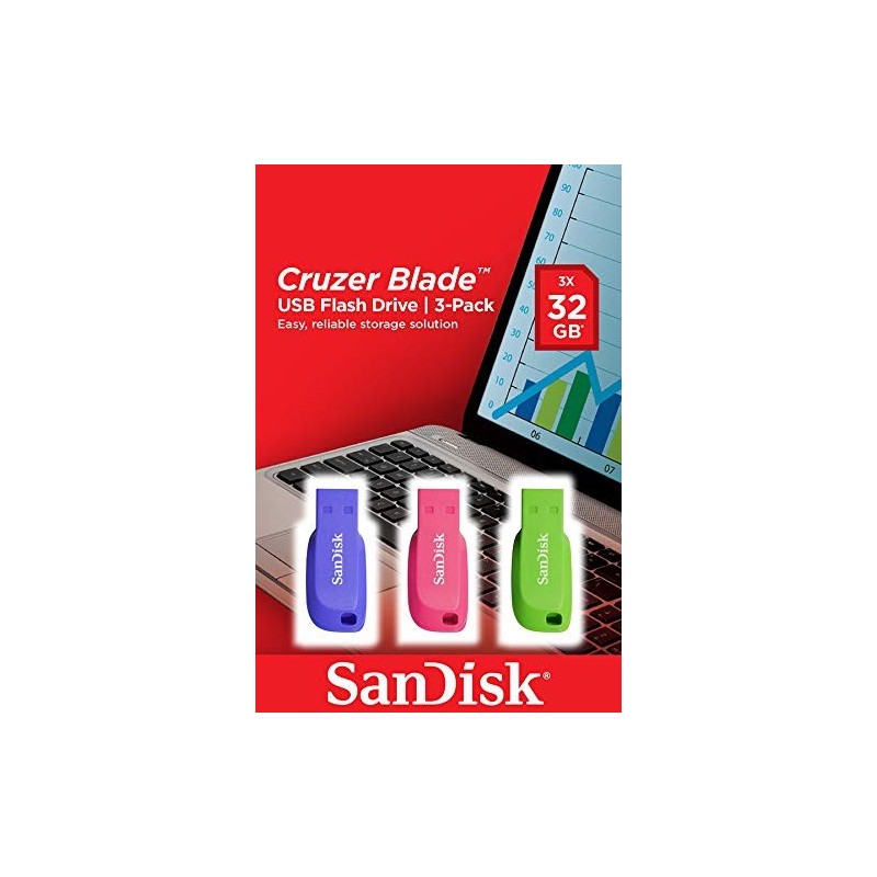 Sandisk Cruzer Blade 3x 32GB unidad flash USB USB tipo A 2.0 Azul, Verde, Rosa