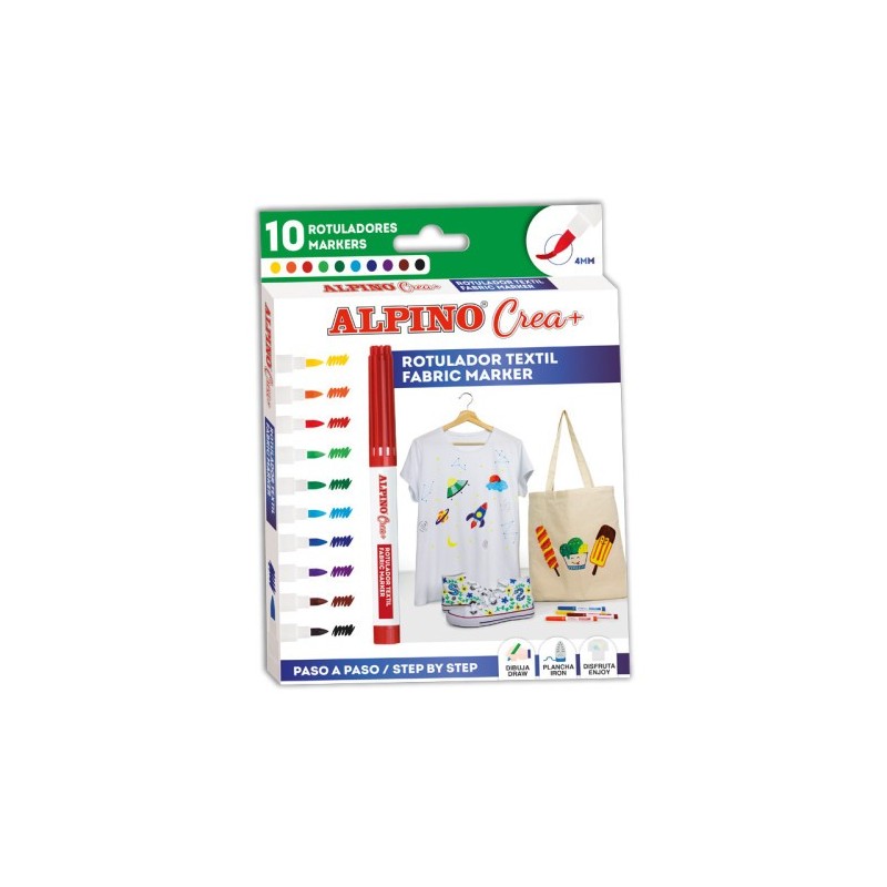 Alpino AR000132 marcador 10 pieza(s) Punta redonda Multicolor