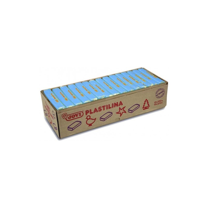 CAJA 15 PASTILLAS PLASTILINA 350 G - AZUL CLARO JOVI 7212