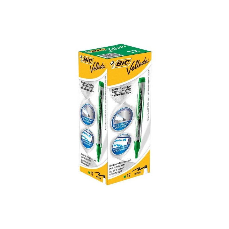 MARCADOR PARA PIZARRA BLANCA TINTA LIQUIDA TRAZO 2MM. VERDE VELLEDA 902090
