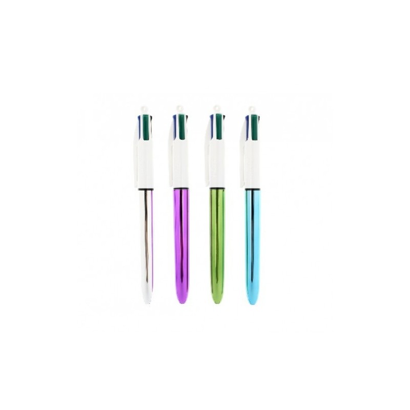 BOLIGRAFO 4 COLORES SHINE PUNTA FINA COLOR PLATA AZUL/NEGRO/ROJO Y VERDE BIC 982873