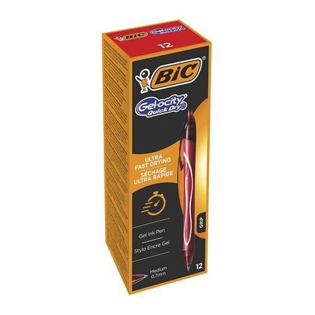 BOLIGRAFO GELOCITY QUICK DRY RETRACTIL TRAZO 0,7 MM. COLOR ROJO BIC 949874