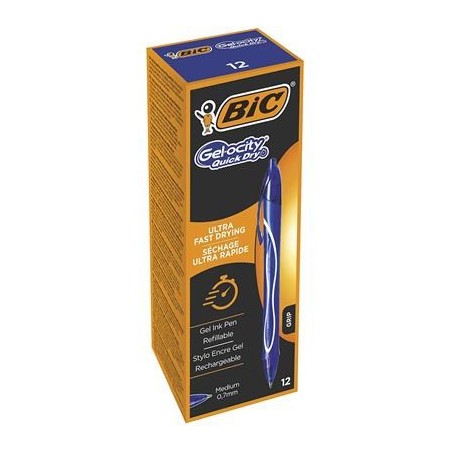 BOLIGRAFO GELOCITY QUICK DRY RETRACTIL TRAZO 0,7 MM. COLOR AZUL BIC 950442