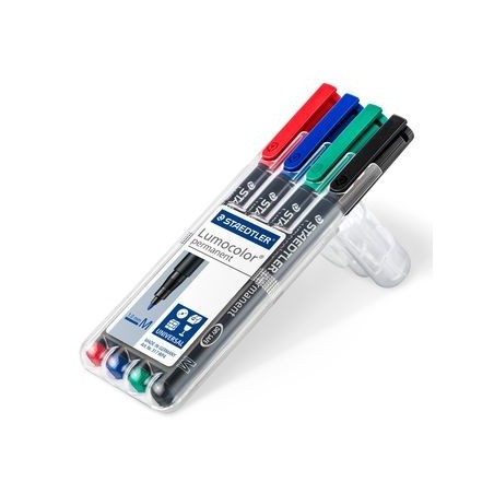 ESTUCHE 4 MARCADORES LUMOCOLOR PERMANENTE PUNTA MEDIA 1MM. SURTIDOS STAEDTLER 317 WP4