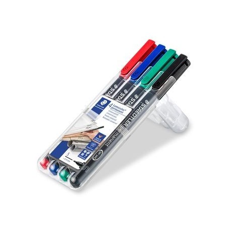 ESTUCHE 4 MARCADORES LUMOCOLOR PERMANENTE PUNTA SUPERFINA 0,4MM. SURTIDOS STAEDTLER 313 WP4