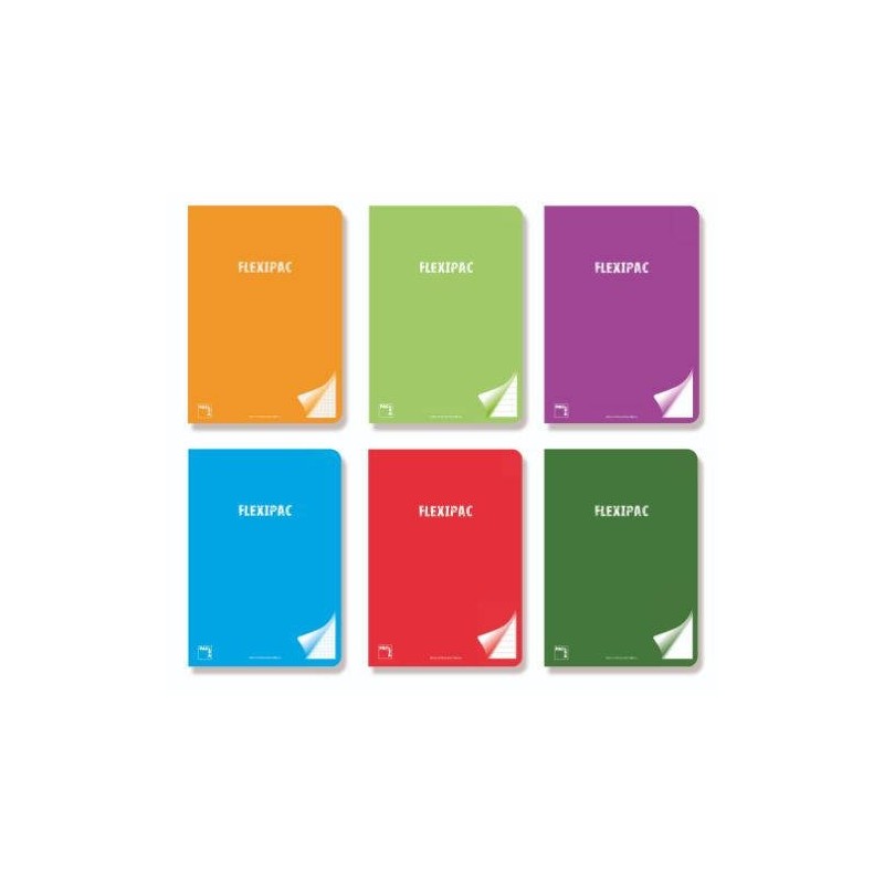 LIBRETA FLEXIPAC TAPA PLASTICO 90 GRS A-4 (210X297MM.) 48 HOJAS HORIZONTAL CON MARGEN SURTIDO PACSA 20058