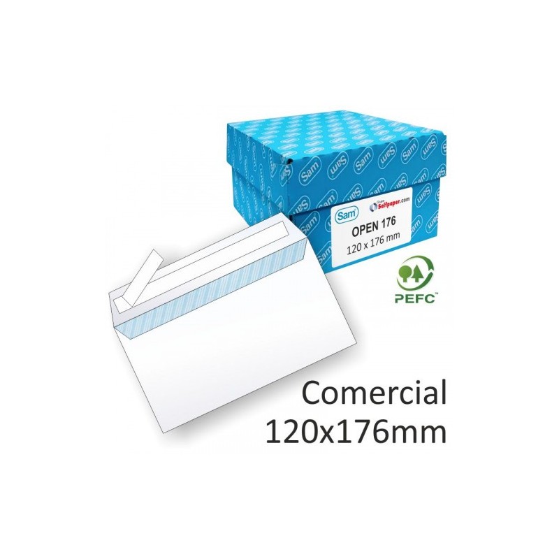 CAJA 500 SOBRES CUARTILLA (176X231) OFFSET BLANCO 90 GRS. AUTOSAM AUTOADHESIVO CON TIRA DE SILICONA SAM 266965