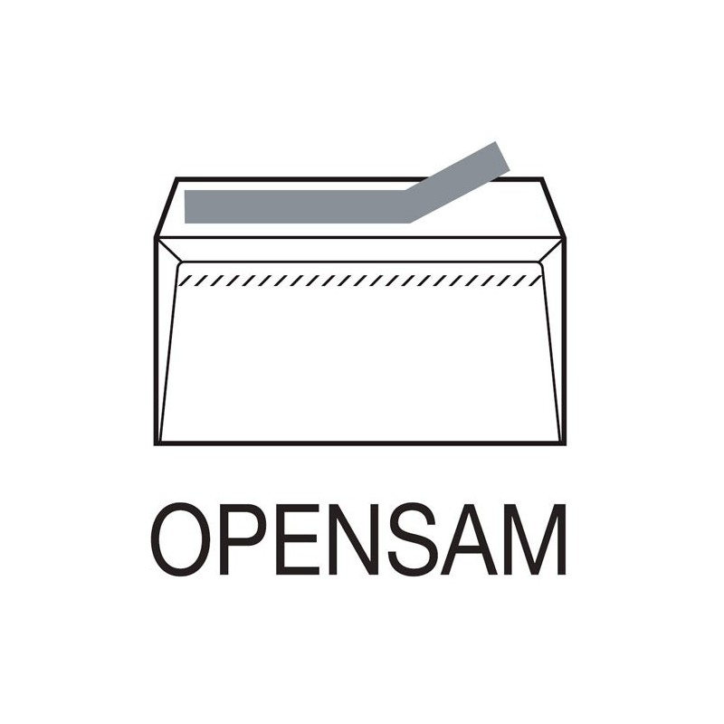 CAJA 500 SOBRES AMERICANO (115X225) OFFSET BLANCO 90 GRS. VENTANA DERECHA 45X100 B.20 D.20 OPENSAM AUTOADHESIVO TIRA SILICONA ESPECIAL LASER SAM 247730