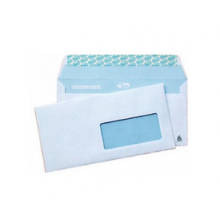 CAJA 500 SOBRES AMERICANO (115X225) OFFSET BLANCO 90 GRS. VENTANA DERECHA 45X100 B.20 D.20 OPENSAM AUTOADHESIVO CON TIRA DE SILICONA SAM 247726