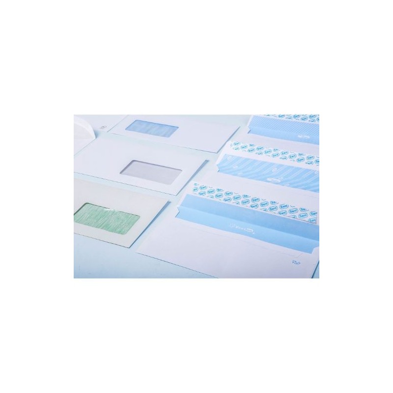 CAJA 250 SOBRES COMERCIAL AUTOSAM (120X176) AUTOADHESIVO CON TIRA DE SILICONA BLANCO VERJURADO 120 GRS. SAM 210588