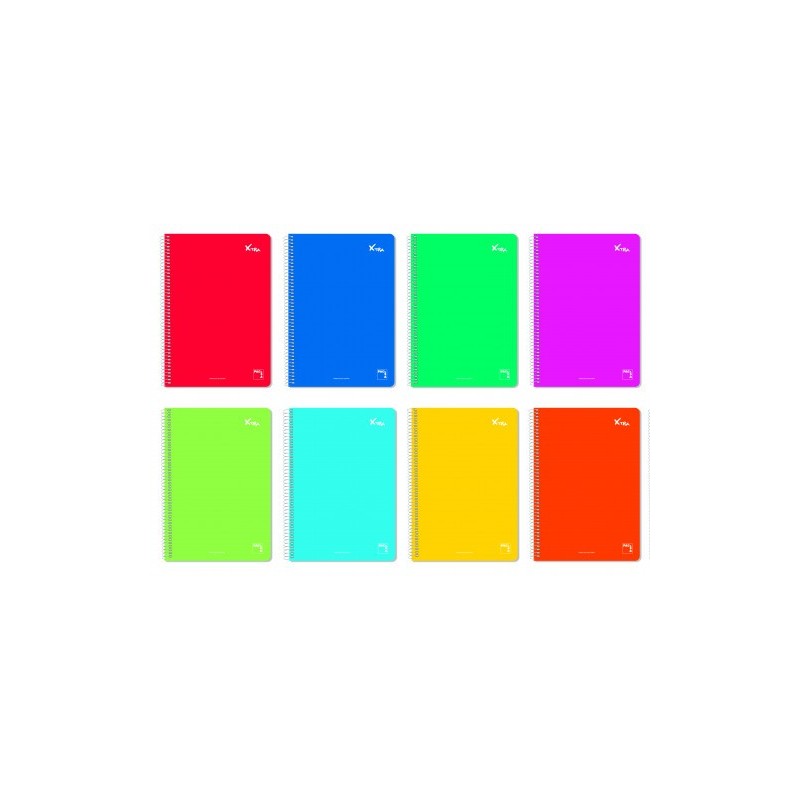 CUADERNO ESPIRAL SERIE XTRA TAPA DURA 60 GRS. 4º (155X215MM.) 80 HOJAS HORIZONTAL CON MARGEN 8 COLORES SURTIDOS PACSA 16736