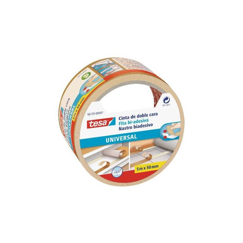 CINTA ADHESIVA UNIVERSAL DOBLE CARA ESPECIAL MOQUETAS 50MM.X5M. TESA 56170-00007-11