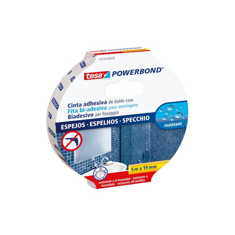 CINTA ADHESIVA POWERBOND DOBLE CARA EXTRA FUERTE (ESPEJOS) 19MM.X5M. TESA 55733-00018-02