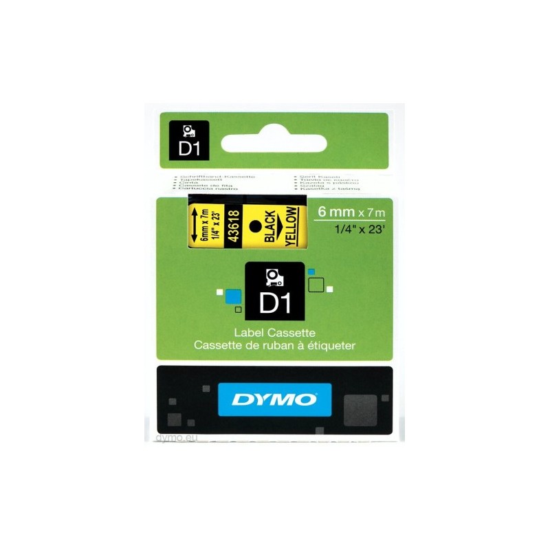 CINTA ROTULADORA D1 6MMX7M NEGRO/AMARILLO DYMO S0720790
