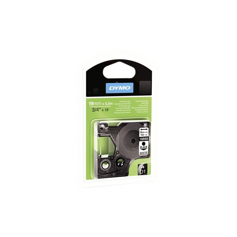 CINTA ROTULADORA D1 19MMX5.5M POLIESTER NEGRO/BLANCO DYMO S0718070