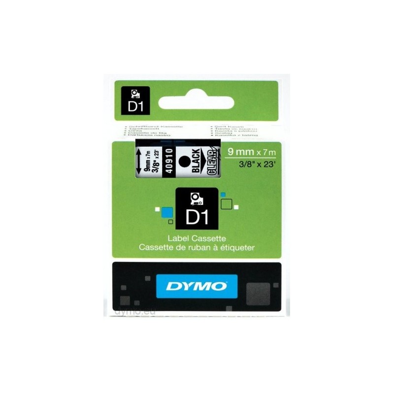 CINTA ROTULADORA D1 9MMX7M NEGRO/TRANSPARENTE DYMO S0720670