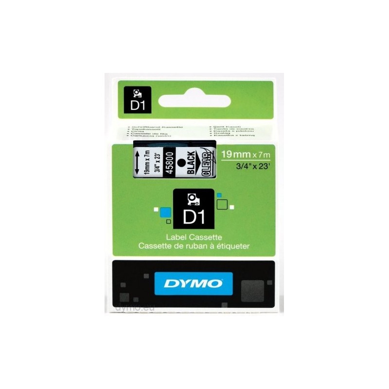 CINTA ROTULADORA D1 19MMX7M NEGRO/TRANSPARENTE DYMO S0720820