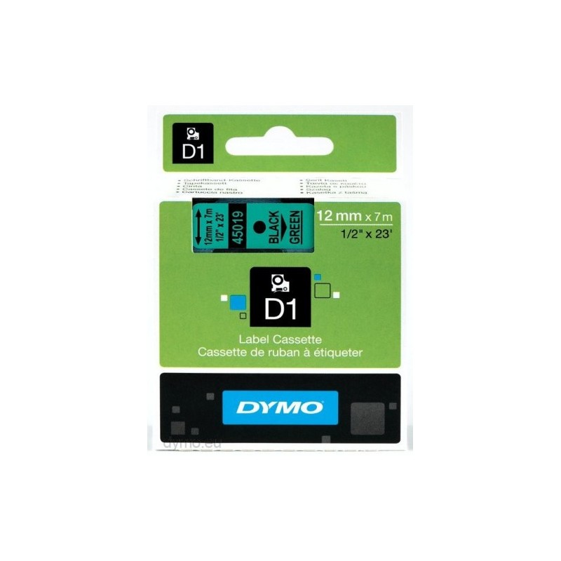 CINTA ROTULADORA D1 12MMX7M NEGRO/VERDE DYMO S0720590