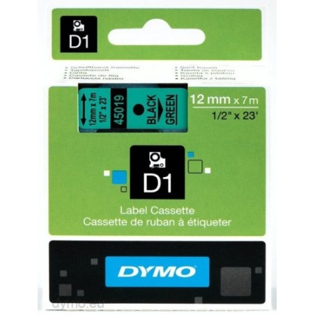 CINTA ROTULADORA D1 12MMX7M NEGRO/VERDE DYMO S0720590