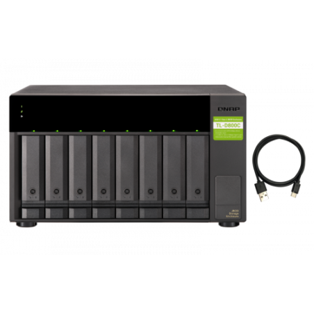 QNAP TL-D800C caja para disco duro externo Carcasa de disco duro/SSD Negro, Gris 2.5/3.5"